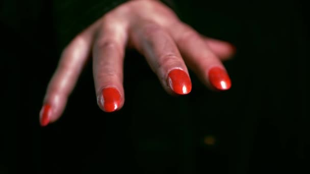 Halloween Witch Long Red Finger Nails Close Shot Slow Motion — Stock Video