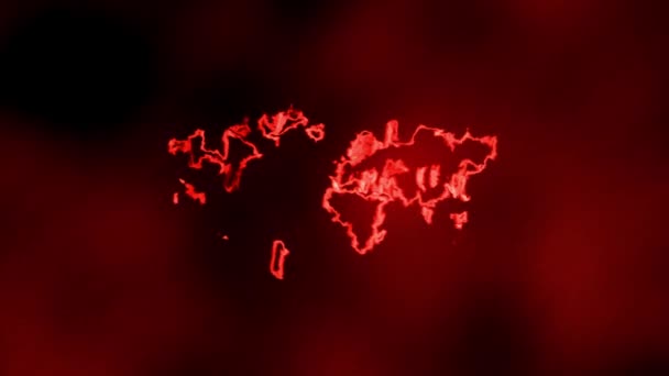 Карта Мира Сжигаемого Огненной Анимации — стоковое видео