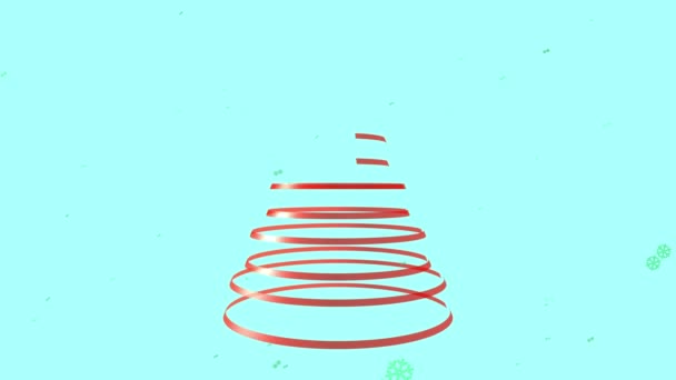 Χρυσό Χριστουγεννιάτικο Δέντρο Αστέρι Εμφανίζεται Μπλε Ουρανό Νιφάδες Χιονιού Animation — Αρχείο Βίντεο