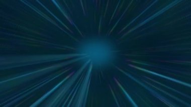 Prizma ışık ışınları uzay mavi arkaplan konseptinde warp hızı soyut animasyon