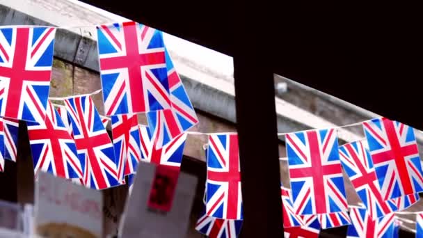 Bunting Union Jacks Βρετανική Σημαία Για Royal Εορτασμό Δρόμου Κόμμα — Αρχείο Βίντεο