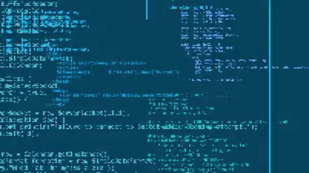 蓝色背景下的网络防火墙动画上闪烁的安全软件屏幕 — 图库视频影像