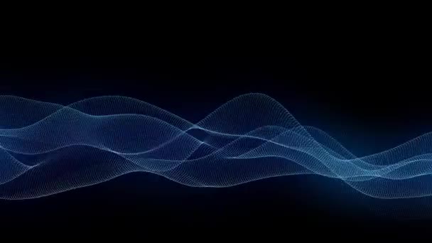 Blue Particle Mesh Waveform Green Background Abstract Animation — Stock Video