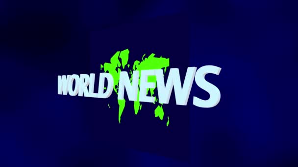 World News Report Blue World Map Concept Animation Inglês — Vídeo de Stock