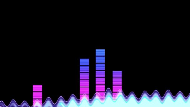 Audio Wave Chart Graph Animation Black Background — Video Stock
