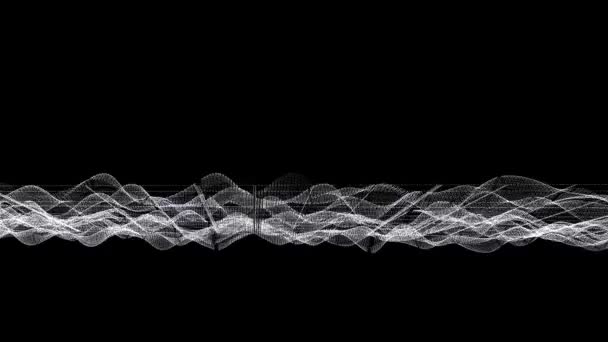 White Particle Mesh Waveform Green Background Abstract Animation — Stockvideo