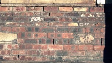 Old damaged grunge brick wall dolly medium 4k selective focus 