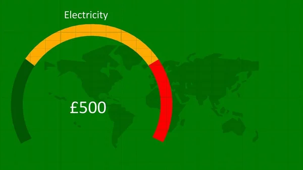 Home smart meter showing electricity use on green background illustration