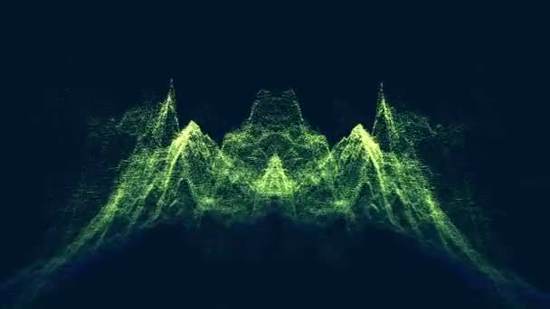 Grüne Partikelnetze Schweben Auf Dem Hintergrund Abstrakte Animation — Stockvideo