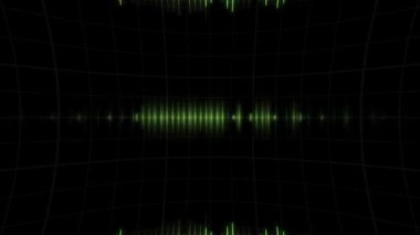 Audio levels pulsating on black background animation concept abstract