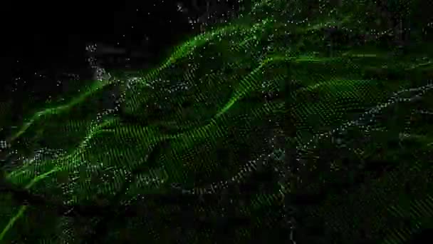 背景抽象动画上的绿色粒子网格浮选 — 图库视频影像