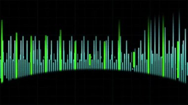 Audio levels pulsating on black background animation concept abstract