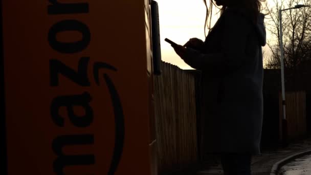 Amazon Collection Locker Point Sunset Wide Zoom Slow Motion Shot — 图库视频影像