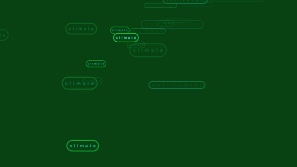 緑の地図上の緑のエネルギーアニメーションのワードクラウド背景コンセプト — ストック動画