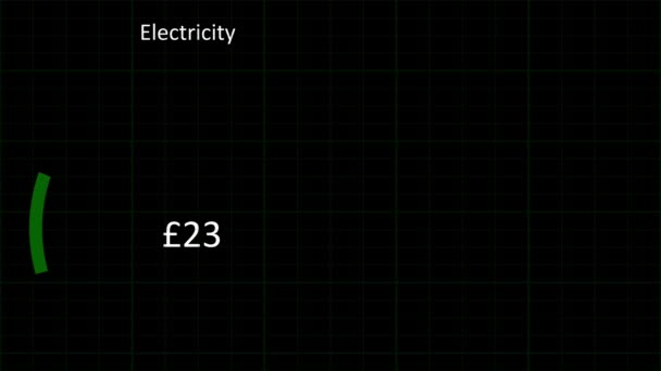 Главная Смарт Метр Показывающий Использование Электроэнергии Черном Фоне Анимации — стоковое видео