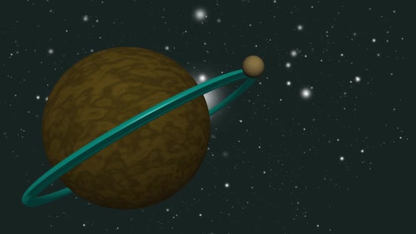 在深空幻想动画中 月球在轨道上运行的行星 — 图库视频影像