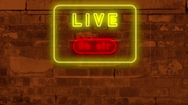 Live Air Neon Lights Brick Wall Animation — Stock video