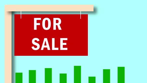 Home Sale Sign Graph Showing Rising Prices Animation — Stock Video