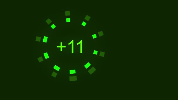 Countdown Clock Green Digital Circle Animation — Stock Video