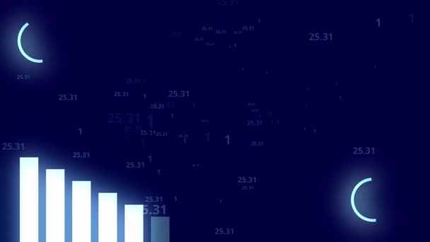 Gráfico Sobre Fondo Digital Azul Con Números Aleatorios Animación — Vídeos de Stock