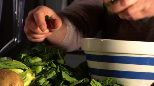 Kobieta Przygotowuje Świeże Zdrowe Warzywa Zimowe Składniki Gotowania Średnio Zoom — Wideo stockowe