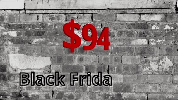 Black Friday Verkaufspreis Rabatte Gegen Ziegelwand Hintergrund Illustration — Stockvideo