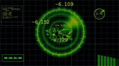 Radar ekran dijital haritalama sistemi soyut arkaplan canlandırması 
