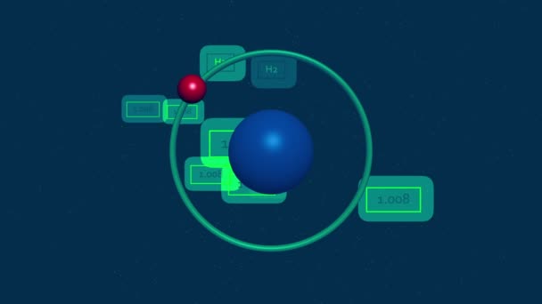 水素原子レベル回転核4K情報グラフィックアニメーション — ストック動画