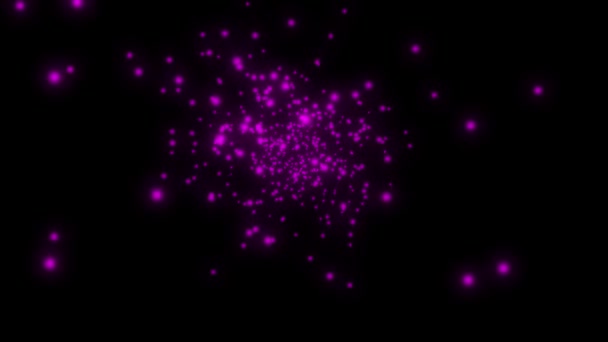 Boules Lumière Sphères Roses Fluo Explosion Dans Espace Noir Animation — Video