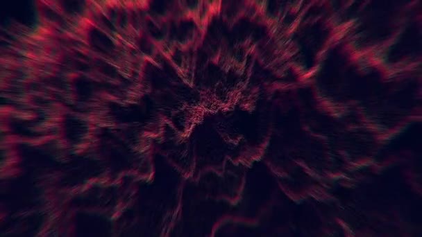 Röd Partikel Mesh Vågform Svart Bakgrund Abstrakt Animation — Stockvideo