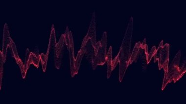 Siyah arkaplan üzerinde kırmızı parçacık ağ dalga formu soyut animasyon 