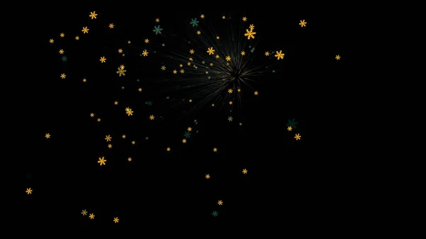 Koyu arkaplan illüstrasyonunda canlandırılmış kar tanelerinin patlaması