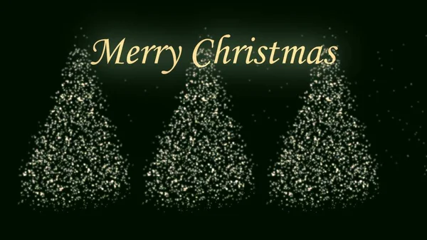 キラキラ装飾されたクリスマスツリーのイラストとメリークリスマスグリーティング — ストック写真