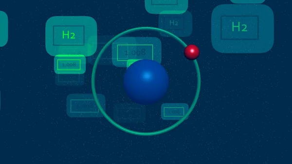 stock image Hydrogen atomic level rotating nucleus info graphic illustration