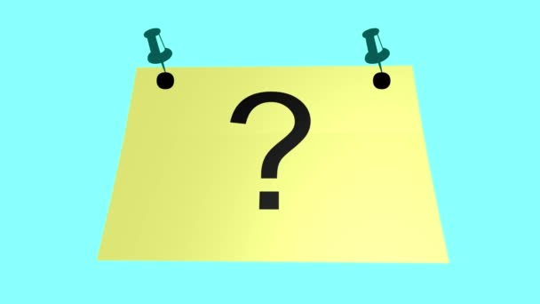 黄色贴纸动画上的问号 — 图库视频影像