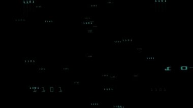 Animasyon 4k kavramı üzerine veri matrisi siber uzayda hızla seyahat eder