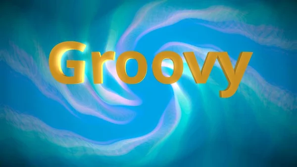 Groovy Sixties Hippie Stil Psychedelischer Hintergrund Blaue Und Gelbe Illustration — Stockfoto