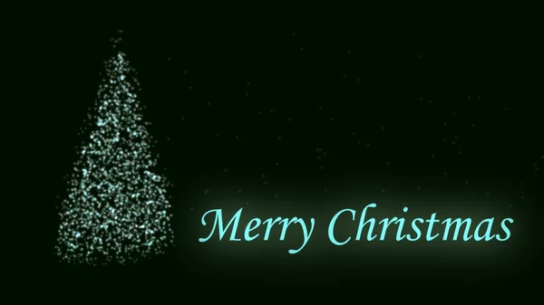 キラキラ装飾されたクリスマスツリーのイラストとメリークリスマスグリーティング — ストック写真
