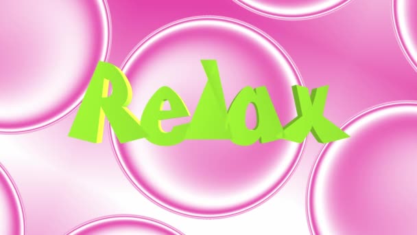 Relax Tipo Scritto Cerchi Rosa Forme Sfondo Animazione Concetto — Video Stock
