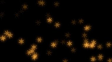 Siyah uzayda süzülen Neon altın yıldızları 4k animasyon
