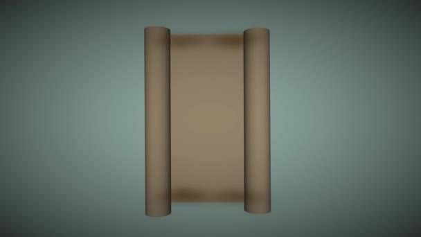 Empty Vintage Style Parchment Scroll Opens Closes Animation Background — Stock Video