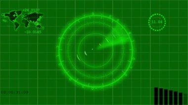Radar ekran dijital haritalama sistemi soyut arkaplan canlandırması 