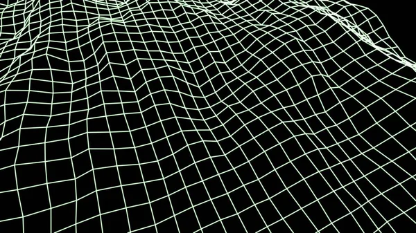 Grille Géométrique Trois Dimensions Espace Vert Sur Fond Noir Concept — Photo