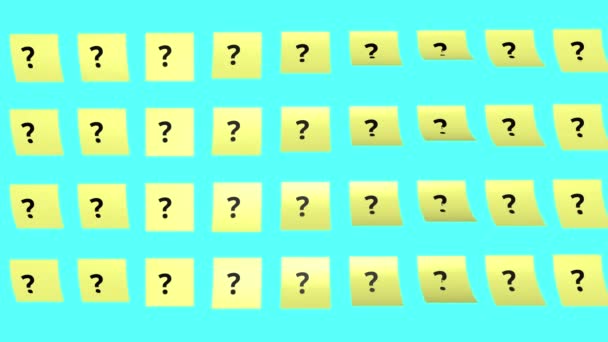 黄色贴纸动画上的问号 — 图库视频影像