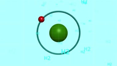 Hidrojen atomik seviyesi dönen çekirdek 4k bilgi grafik animasyonu 