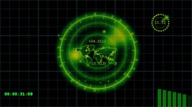 Radar ekran dijital haritalama sistemi soyut arkaplan canlandırması 