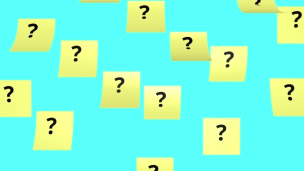 Question Marks Written Yellow Sticky Notes Animation — Stock Video