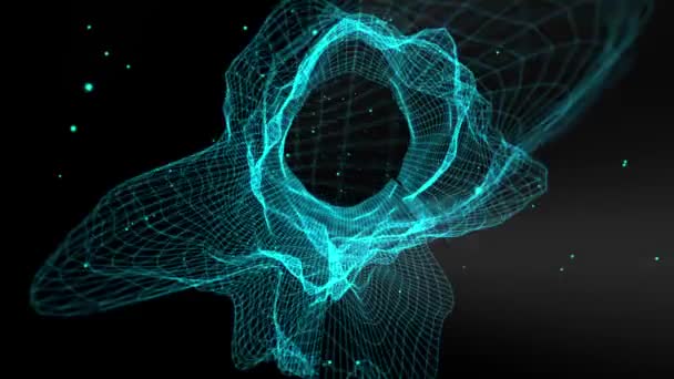 Solucan Deliği Zaman Yolculuğu Geometrik Altın Tünelde Animasyon Konsepti — Stok video