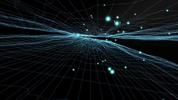 Estructura Geométrica Cuadrícula Viaja Través Del Espacio Concepto Animación — Vídeo de stock
