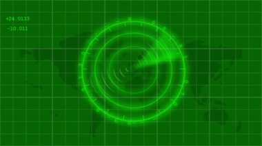 Radar ekran dijital haritalama sistemi soyut arkaplan canlandırması 